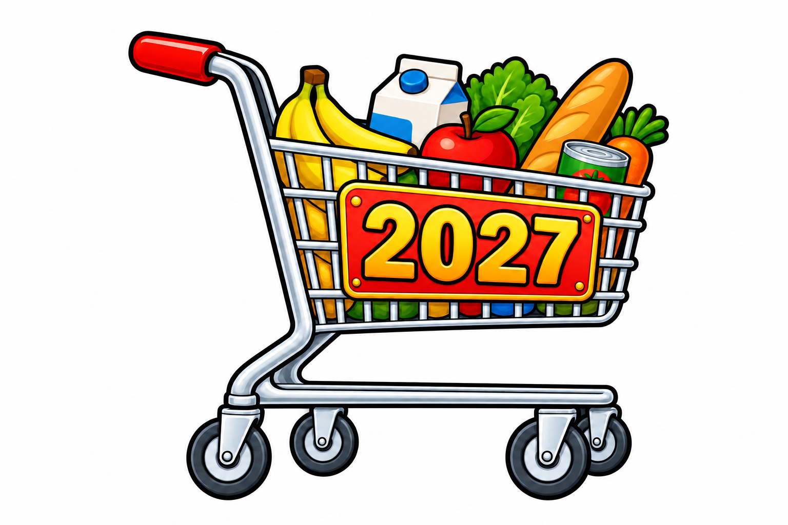 MyKarmaCart grocery cart marked 2027
